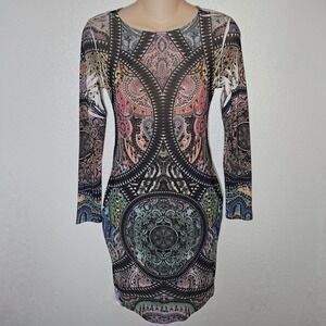 Fashion Nova Bodycon‎ Dress Long Sleeve All Over Print Geometric Mandala